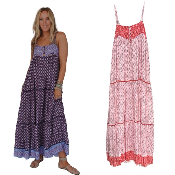 NWOT Three Bird Nest Solange Red Maxi Dress - Picture 2 of 16